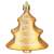 Gold Christmas tree ornament shaped like a tree with white glitter details