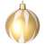 Gold Christmas tree ornament, round ball with white glitter stripes