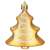 Gold Christmas tree ornament shaped like a tree with white glitter details