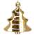 Gold Christmas tree ornament shaped like a tree with white glitter details