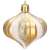 Gold Christmas tree ornament, round ball with white glitter stripes