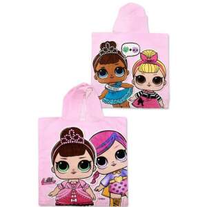LOL Surprise kapucnis strandtörölköző poncsó gyerekeknek, rózsaszín LOL babák mintával - Homyl