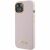 Guess szilikon tok fém logóval és kerettel iPhone 15-höz, rózsaszín, oldalnézet