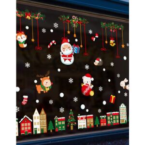 Karácsonyi sztatikus ablakmatrica, Vanco-Up - Épületek, karácsonyfa díszek, pelyhek 145485640 - Ablakmatrica