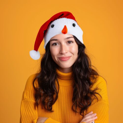 Karácsonyi mikulás sapka - Hóember mintával - 30 x 45 cm 114224076