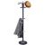Springos black standing coat rack with marble base, hat and coat on hooks