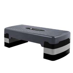 Springos adjustable step platform, 3 height levels, black and grey, for aerobic fitness workouts - Body shaping