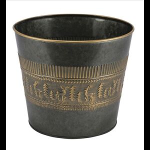 Gehlmann Cink virágedény 16x16x15cm, bronzos szarvasos 114224952 - Gehlmann