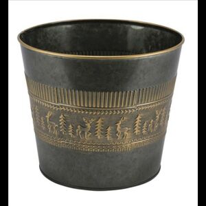 Gehlmann Cink virágedény 13x13x12,5cm, bronzos szarvasos 114224953 - Gehlmann