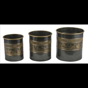 Gehlmann Cink virágedény 3 részes, 20,5x20,5x23,5/24x24x26,5/28,5x28,5x29cm, bronzos szarvasos 114224954 - Gehlmann