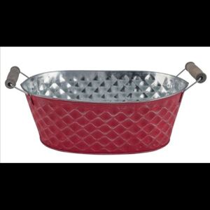 Gehlmann Cink virágedény piros-ezüst, 31x17x12cm 114224957 - Gehlmann