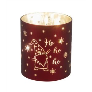 Gehlmann Karácsonyi üveghenger manó motívummal és LED világítással, piros - Gehlmann