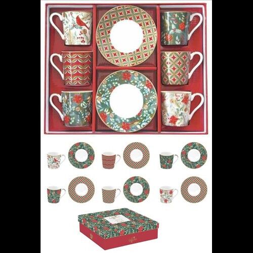 Easy Life-Nuova Porcelán eszpresszócsésze+alj 6 személyes, 100ml, dobozban, Coffee Mania, Christmas Joy 114225245