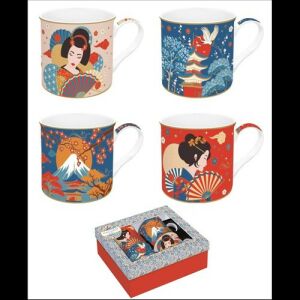 Easy Life-Nuova Porcelán bögre szett, 4 db-os, 300ml, Atmosphere, Tokyo, japán mintával - Easy Life Design