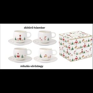 Easy Life-Nuova Porcelán eszpresszócsésze+alj 2 személyes, 120ml, dobozban, Let it Snow