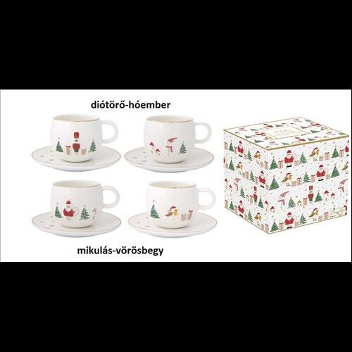 Easy Life-Nuova Porcelán eszpresszócsésze+alj 2 személyes, 120ml, dobozban, Let it Snow