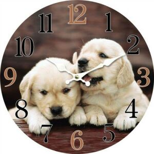 Dakls Golden Retriever Kölyökkutyás Falióra - 34 cm, Fa keret - Dakls