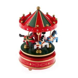 Dakls Zenélő körhinta lovakkal, piros-zöld, fa, karácsonyi dísz - Dakls