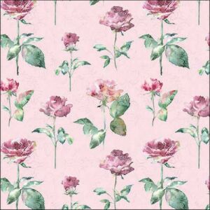 Ambiente Julia rózsaszín papírszalvéta rózsa mintával, 33x33cm, 20 darabos - Ambiente