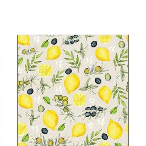 Ambiente Olives and lemon papírszalvéta 25x25cm, 20db-os 138590980 - Ambiente