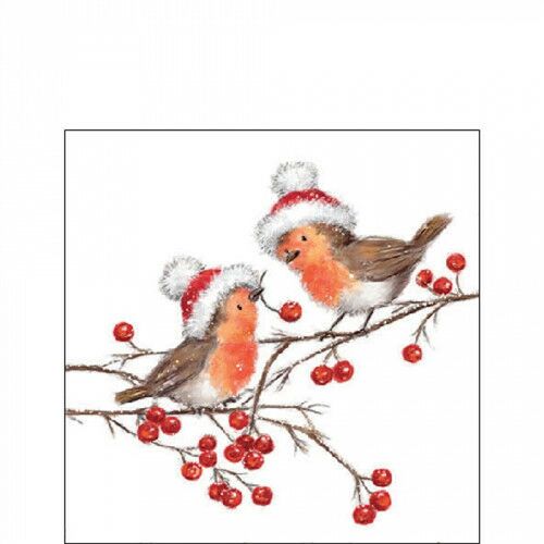 Ambiente Christmas robins white papírszalvéta 25x25cm, 20db-os 137985575