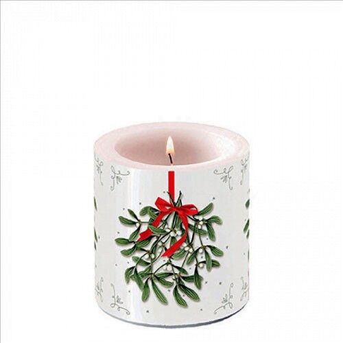 Ambiente Mistletoe with bow white ávilágítós gyertya 8x7,5cm