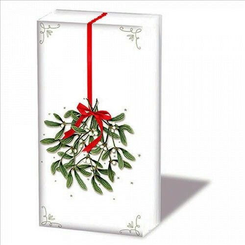 Ambiente Mistletoe with bow white  papírzsebkendő 10db-os 114225948 - Papír zsebkendő