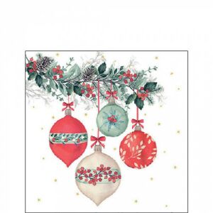 Ambiente Berry baubles white papírszalvéta 25x25cm, 20db-os 137984428 - Ambiente