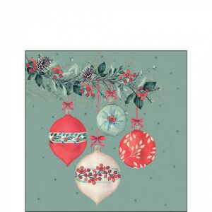 Ambiente Berry baubles green papírszalvéta 25x25cm, 20db-os 137984473 - Ambiente