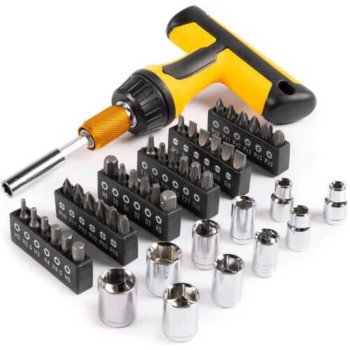 Fieldmann FDS 1021-48R T-Griff Schraubendreher-Set mit Bits und Steckschlüsseln