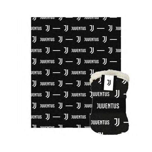 Juventus Sherpa polár takaró 130x160 cm, fekete-fehér Juventus logós takaró