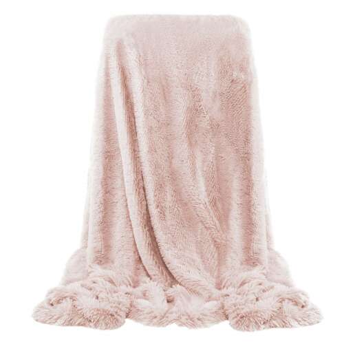 Springos pink fluffy blanket, 200x220 cm