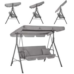 Springos Luna 3-Sitzer Gartenschaukelbett, grau und schwarz, mehrere Winkel - Hollywoodschaukel