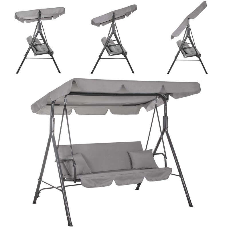 Springos Luna kerti Hintaágy 3 személyes - Szürke, Fekete Springos Luna kerti Hintaágy 3 személyes - Szürke, Fekete