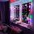 Springos star curtain lights, multicolor and cool white, living room decoration