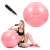 Springos 75 cm pink exercise ball with pump, woman using the ball for workout