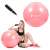 Springos 75 cm pink exercise ball with pump, woman using the ball for workout
