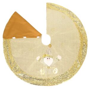 Springos arany karácsonyfa szőnyeg Mikulás mintával, 106 cm átmérő - Karácsonyfa talp