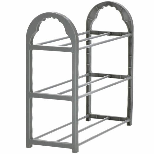 Empty Springos 3-tier gray shoe rack