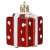 Roter Christbaumschmuck, Geschenkboxform mit weißem Glitzer
