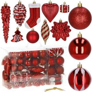 Springos Weihnachtsschmuck-Set - Rot - 72 Teile - Kunststoff