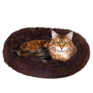 Springos brown plush donut pet bed with cat - Pet Care