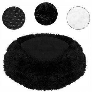 Springos XXS Schwarzes Plüsch-Hundebett - Merkmale Collage - Schlafplatz für Hunde