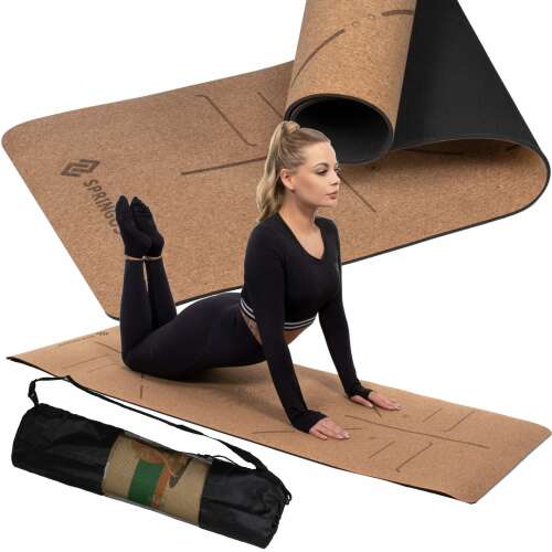 Covoraș de yoga din plută ecologică 185 cm, covor de exerciții - maro