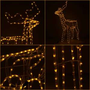Коледна декорация Springos с LED елен, 90 cm, топло бели светлини, колаж от изображения