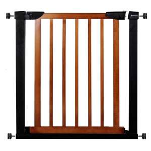 Springos adjustable safety gate, 75-82cm, black-brown, wood and metal construction, for stairs and doorways - Safety Gate