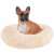 Springos Donut Dog and Cat Bed, Cream, 40 cm, with a French Bulldog relaxing in it