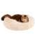 Springos Donut Dog and Cat Bed, Cream, 40 cm, with a Siberian cat relaxing in it