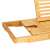 Close-up of the Springos adjustable bamboo bathtub tray, showing the phone holder