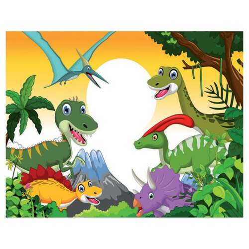 Dinosaur puzzle for kids, 50 pieces, featuring a colorful scene with dinosaurs in a jungle setting